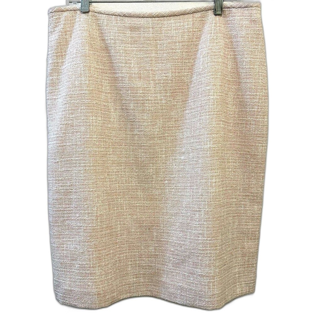 Preston & York Pink Tweed Pencil Skirt Size 14 Office Work Career Lined